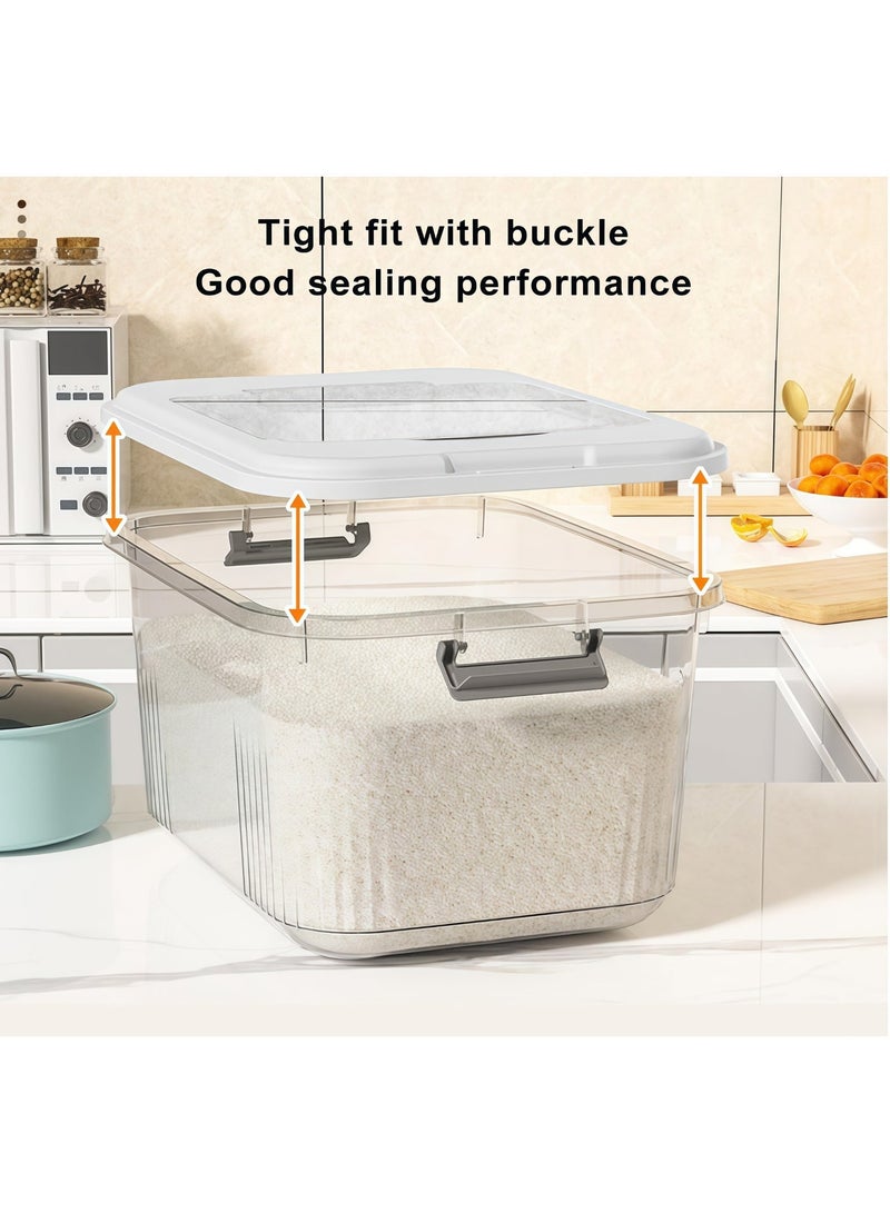 XiuWoo Rice Storage Container, Kitchen multifunctional grain container,Airtight Rice Container,Sealed Food Storage Container,Rice Dispenser Food Flour Storage Bins with Lids and Cup,BPA Free,Kitchen Extra Large Grain Storage Containers,for Rice, Beans, Grains, Small Dry Food,Kitchen Pantry Household(White,10L/20L/30L) - Image 3